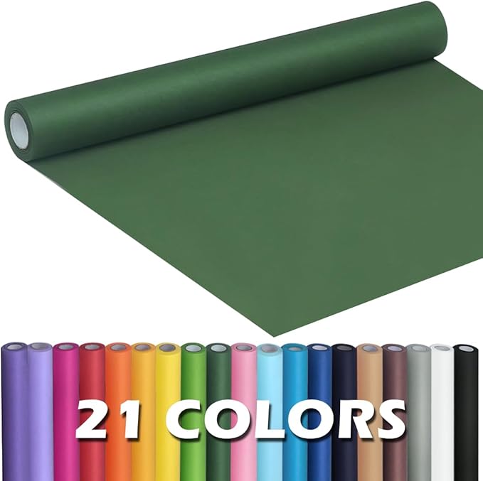 PerkHomy Dark Green Kraft Paper Roll 17.5" x 960" (80') for Gift Wrapping Bouquet Flower Art Painting Craft Writing Packaging Shipping 80GSM 55LB (Dark Green, 17.5" x 80')