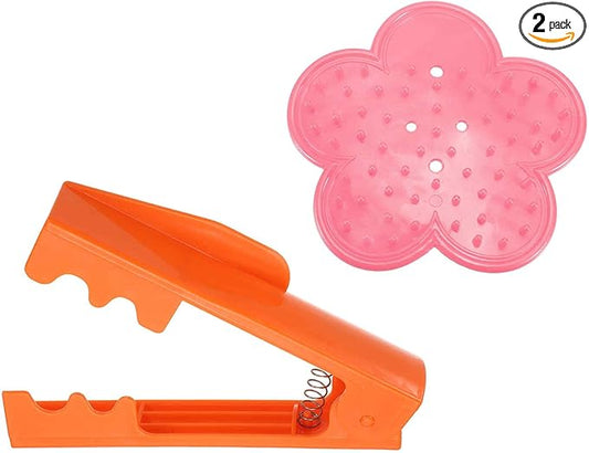 HARFINGTON 2pcs Rose Thorn Stripper Tool Set 5.5" 4.7" ABS Plastic PVC Flower Thorn Leaf Remover Flower Stem and Leaf Stripping for Gardening Home Florist, Orange,Pink