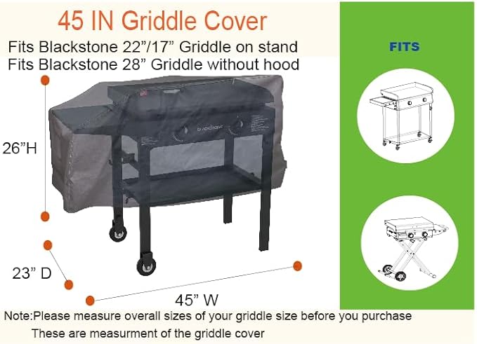 acoveritt RPET Fabric Cover for Blackstone 22" and 28" Single Shelf Griddle Cover, Black；