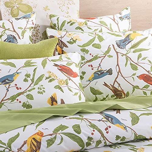 Brandream American Country Botanical Flower Birds Print Bedding 800tc Cotton Sateen Romantic Floral Duvet Cover 3pc Set Colorful Pattern