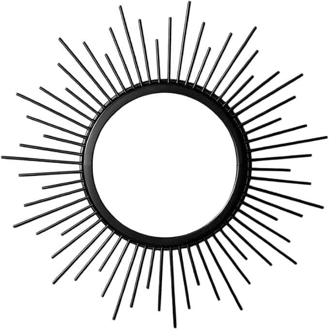 Gold Mirrors for Wall - Metal Sunburst Wall Mirror Room Decor & Home Decor, Boho Mirror Wall Decor Gifts for Women & Moms (Sun-Black, Small)