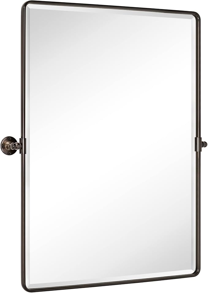 TEHOME Pivot Mirror Oil Rubbed Bronze Tilt Mirror Large Metal Framed Rectangle Tilting Beveled Vanity Mirrors for Wall, Vertical Hanging, Overall 34.14 x 40 inches (Mirrror 30 x 40 inches)