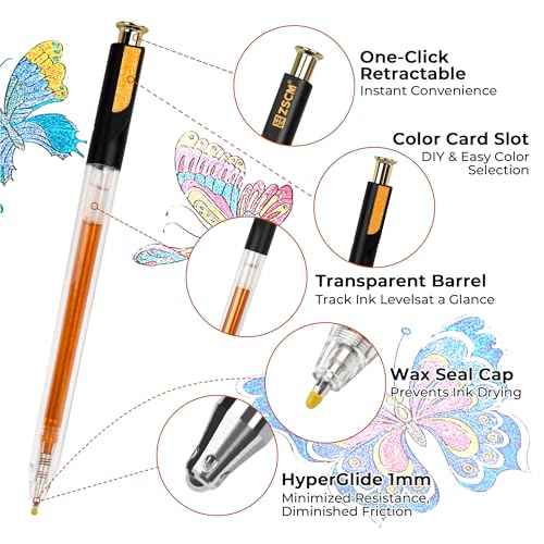 Retractable Super Glitter Gel Pens, 12 Colors Large Capacity Metallic Sparkle Gel Ink Pens, 1 mm Fine Point Smooth Writing Color Pen for Adult Coloring Book Note Taking Aesthetic Art Supplies