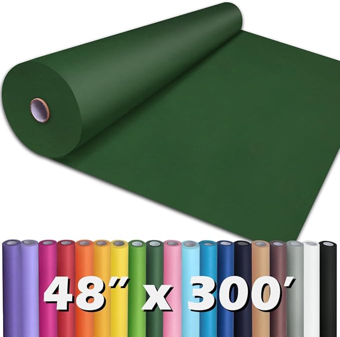 PerkHomy Dark Green Kraft Paper Roll 48" x 3,600" (300') for Gift Wrapping Bouquet Flower Art Painting Craft Writing Packaging Shipping 80GSM 55LB (Dark Green, 48" x 300')