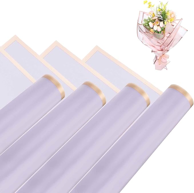 MECCANIXITY Flower Bouquet Wrapping Paper, 56cm/22 Inch Waterproof Floral Wrapping Paper for Flower Bouquet DIY Gift, Wedding, Birthdays, Valentine's Day, Pack of 20(Deep Purple)
