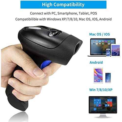 NetumScan Bluetooth CCD Bar Code Scanner with Stand, 3-in-1 Handheld Automatic 1D Barcode Reader Barcode Scanner for Computer, Tablet, iPhone, iPad, Android