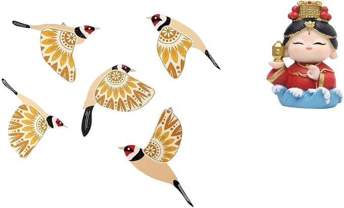 Fenteer Wooden Bird Wall Art Decorative Ornament Wall Decor Resin Material Smooth Texture Suitable for Living Room Bedroom Kitchen Study Dining Area Cafe Book