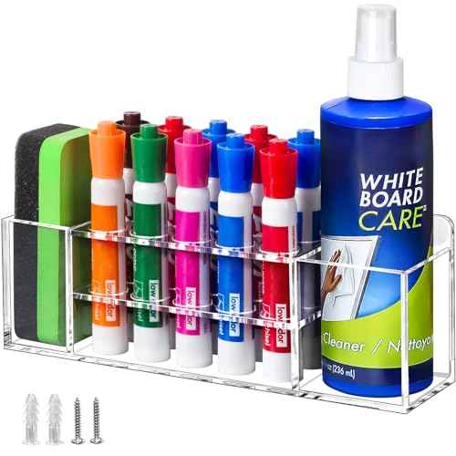 Magnetic Dry Erase Marker Holder for Whiteboard, Wall Mount Pen Holder for Refrigerator, Clear Pencil Holder for Fridge, Strong Magnet Locker Organizer for Classroom, Office