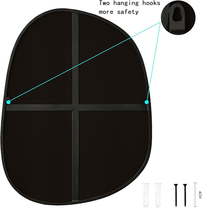 ELEHUME Asymmetrical Wall Mirror for Decor 27"*35", Modern Black Framed Wall Mirror for Living Room Bathroom Bedroom Entryway ELE-STOU-0063HEI