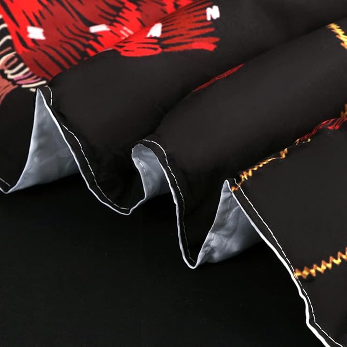7 Piece Mushroom Comforter Set Full/Queen Size Mushroom Bedding Set Bed in A Bag 3D Plants Colorful Red Black Boho Quilt Set for Kid Boys Girls Teens Woman Adults All Season