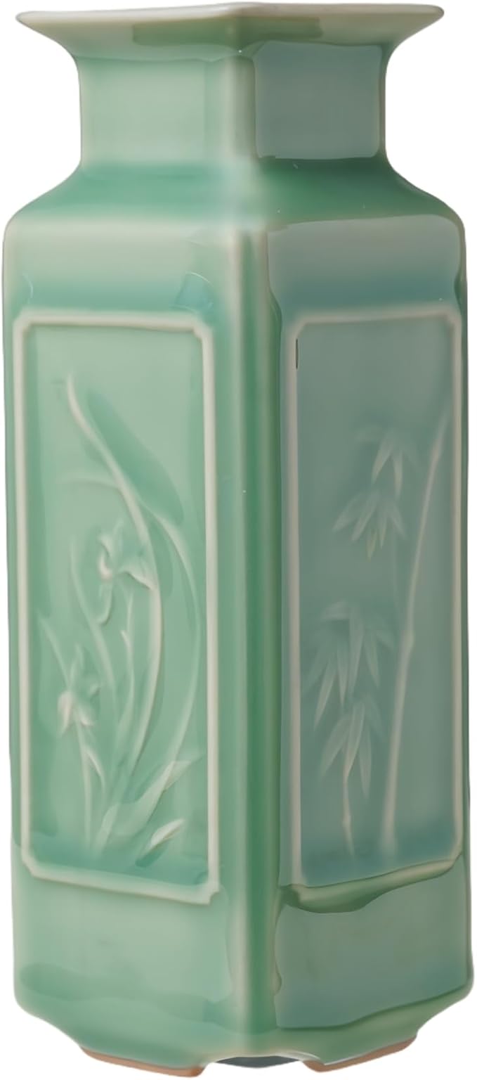 Handmade Sage Green Vase – Small Jade Green Ceramic Bud Vase (5.5in), Oriental Pottery Decor for Table, Shelf, or Meditation Space