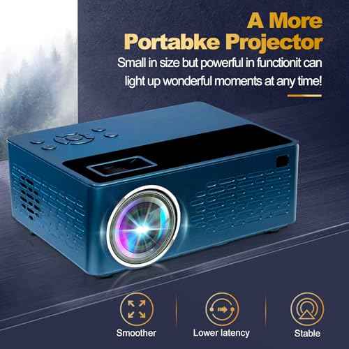 Smart support for 4K projectors,Comes with a mini stand ,Mini Projector with Stereo Speaker,1080P Full HD Portable Projector, Compatible with TV Stick Smartphone/ pc/USB (No Apps)
