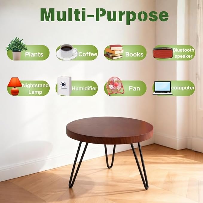 Plant Stands Indoor, Mid Century Wood Planter Stand with Metal Legs, Fits 5 to 13 Inches Pots, Stable Wood Single Small Plant Stool for Living Room, Balcony, Office