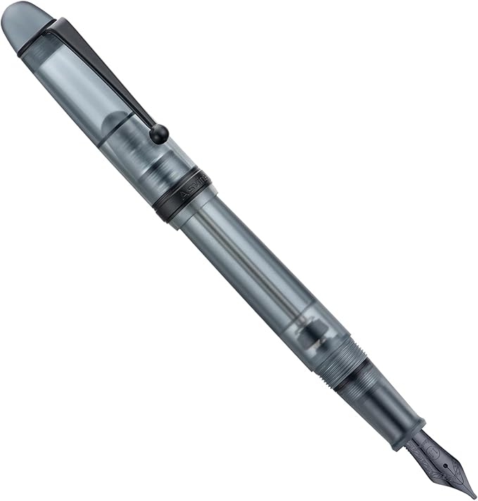 Asvine V126 Vacuum Filling Fountain Pen, Matte Black Acrylic Stub Nib 1.1mm Calligraphy Art Drawing with Case Set