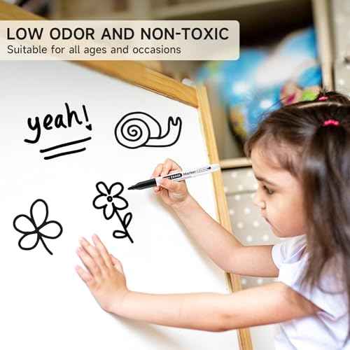 Dry Erase Markers Fine Tip, 30 Pack Black Thin Low Odor WhiteBoard Markers Bulk Set for School Classroom Office Supplies