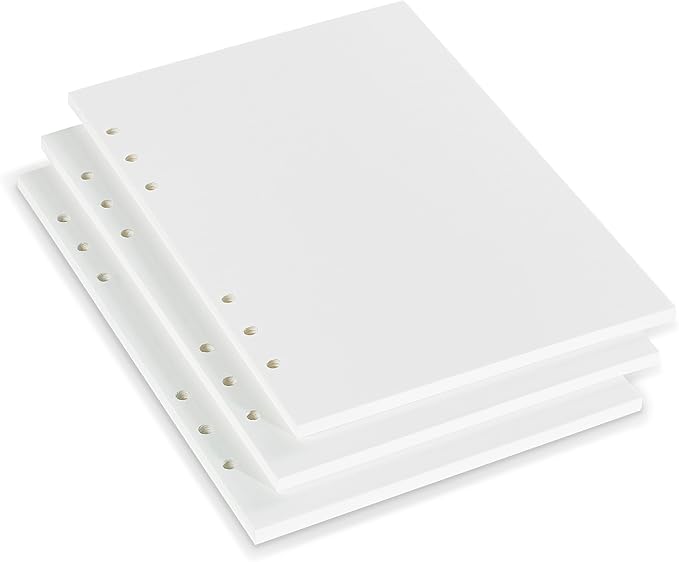 A5 Loose Leaf Refill Paper, 210x142mm, 135 Sheets Plain White Planner Refills, 6 Ring Binder Compatible, 100GSM Insert Papers for Notebooks, School, Office, College Notes, Journaling & Printing