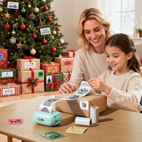 Sticker Maker for Kids, Mini Sticker Printer Printpod Pocket Portable Thermal Printer with 6-Roll Paper, Bluetooth Inkless Sticker Maker Machine for Gift, School Essentials, DIY Scrapbook, Note Taking