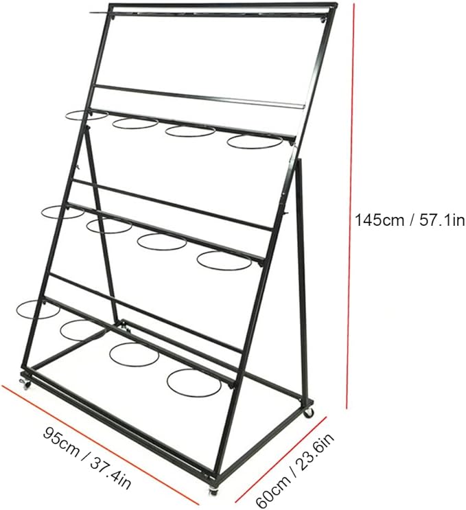 Decorative Flower Display Stand with Buckets for Cut Flowers, Heavy Duty Rolling Plant Stand on Wheels, Indoor Outdoor Flower Cart Ladder Shelf for Florist, Garden, Patio (4 Tier 16 White Bucket)