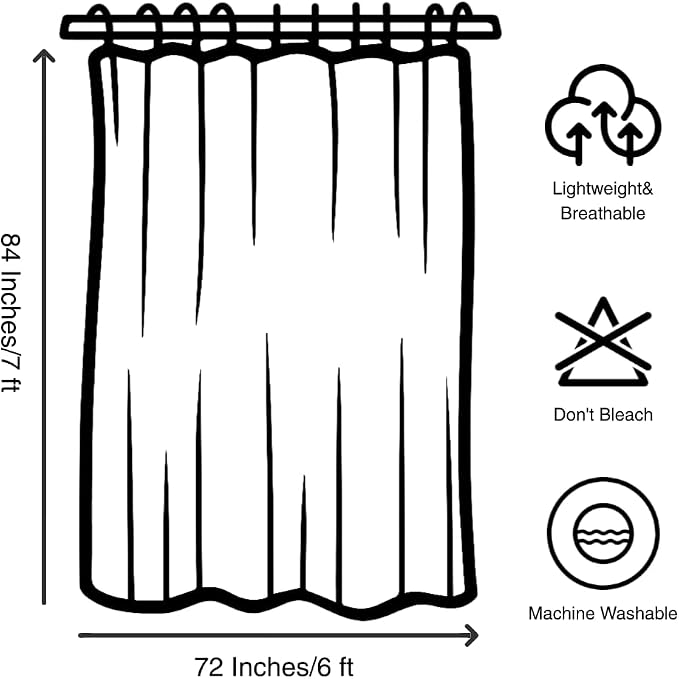 Boho Mid Century Extra Long Shower Curtain, Minimalist Abstract Arch Simple Sun Modern Machine Washable Waterproof Fabric for Bathroom Decor Bathtub with 12 Hooks 72Wx84H