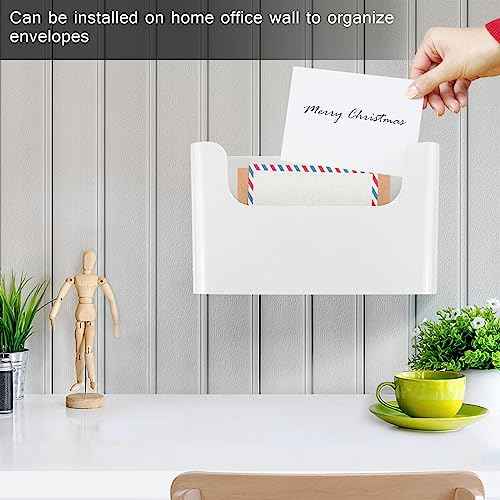 Wall File Holder - White Plastic Wall Mount File Organizer for Office, Home, Classroom