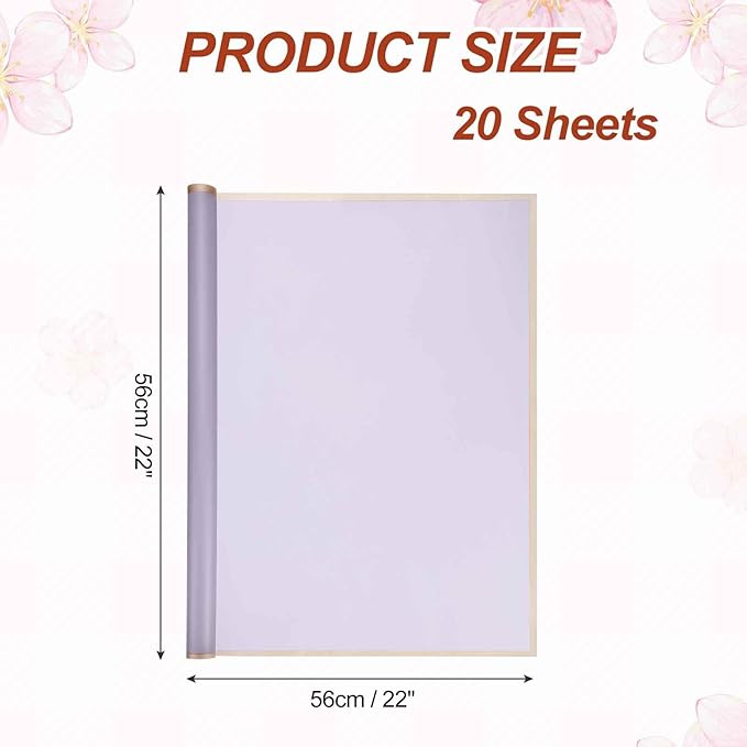 MECCANIXITY Flower Bouquet Wrapping Paper, 56cm/22 Inch Waterproof Floral Wrapping Paper for Flower Bouquet DIY Gift, Wedding, Birthdays, Valentine's Day, Pack of 20(Deep Purple)