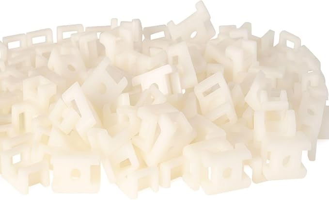 GTSE 8 Inch White Zip Ties, Saddle Mounts and Self Tapping Screws Set, 100 Pack Cable Ties, 50lb Strength, UV Resistant Strong Self-Locking Tie Wraps