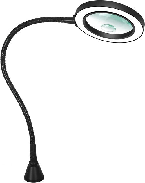 NEWACALOX Magnetic Magnifying Lamp - 10X & 5X Magnification, 3 Color Modes, Flexible Gooseneck