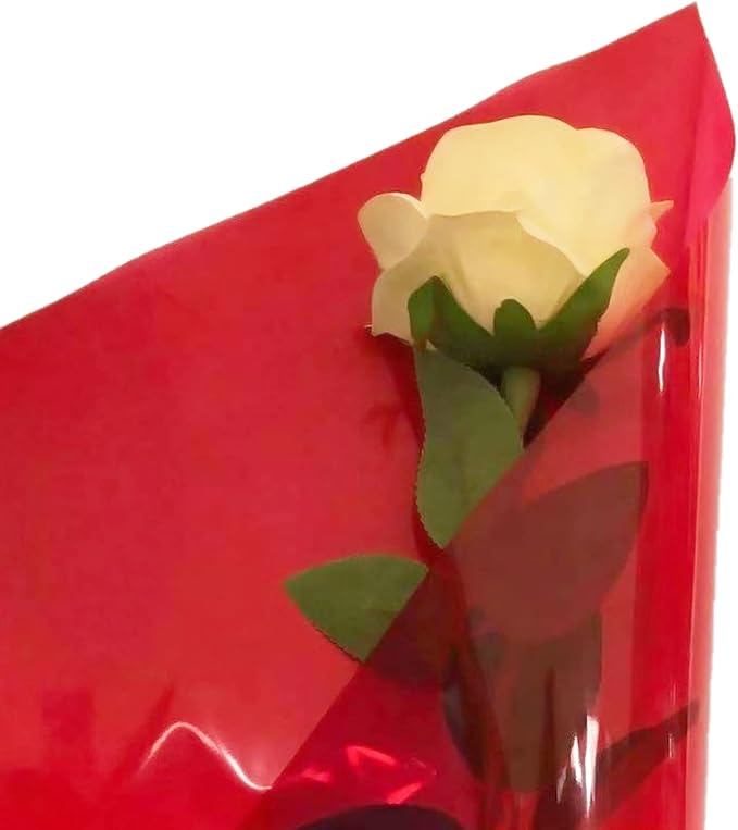 200 ft Red Cellophane Wrap Roll (16 In x 200 Feet) - 2.5 Mil Thick for Gift Baskets, Bouquets, Party Decorations