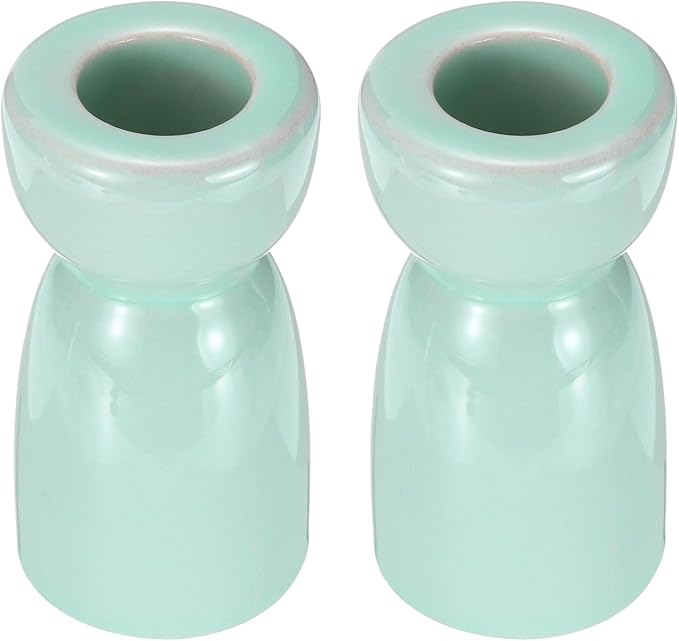 uxcell 2 Pack Candlestick Holder Bright Light Blue Ceramic Taper Candle Holder Candle Stand Holders Modern Style Decoration for Centerpiece Tabletops Anniversary