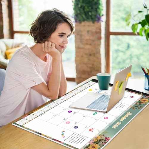 Gannyfer Desk Calendar 2026, Large Desk Calendar 2025-2026 22"x17", 18 Months 2026 Calendar with Plastic Cover, Calendar 2026 for Planning and Organization at Home, School, or Office-State Floral (6 Stickers)