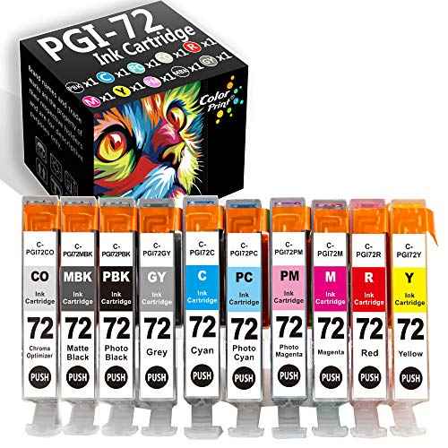 EP Compatible Ink Cartridge Replacement for Canon PGI72, PBK, MBK, C, M, Y, PC, PM, R, GY, CO, 10 Pack