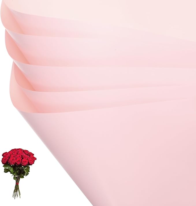 PATIKIL Flower Gift Wrapping Paper, 20 Sheets Double Sided Waterproof Bouquet Paper Wrap Florist Packaging Floral Papers for Wedding DIY Craft Valentine Mother's Day, Deep Pink