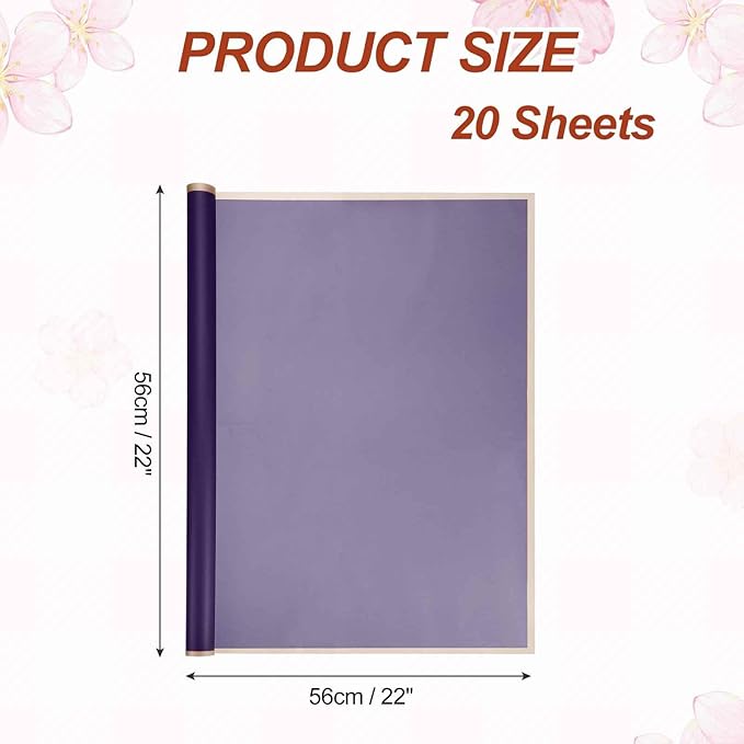 MECCANIXITY Flower Bouquet Wrapping Paper, 56cm/22 Inch Waterproof Floral Wrapping Paper for Flower Bouquet DIY Gift, Wedding, Birthdays, Valentine's Day, Pack of 20(Dark Purple)