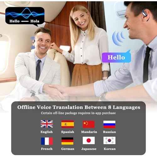 AI Language Translator Earbuds, Translation Earbuds Real Time, 3-in-1 Earbud Translator 144 Languages & Accents, Translation Headphones Fit iOS & Android for Travel Business Learning (A38 Pink)