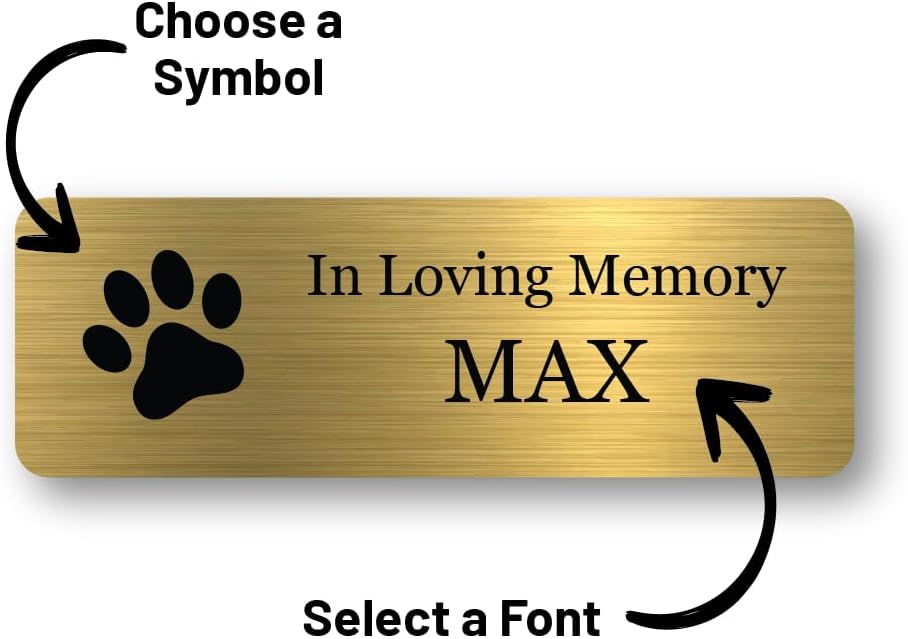 Skiennix Custom Engraved Name Plates - Personalized Pet Urn Memorial Plaque | 2x4 Inch Gold Plate with Black Text