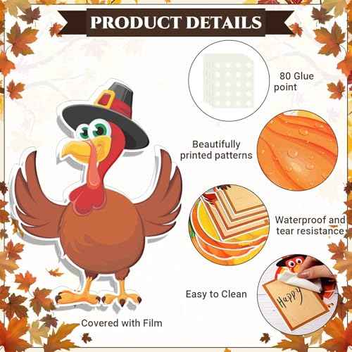 Dianelhall Thanksgiving Bulletin Board Fall Bulletin Board Decoration Set Fall Pumpkin Turkey Classroom Decorations Leaves Cutouts for Thanksgiving Autumn Harvest School Chalkboard Wall Decor Supplies