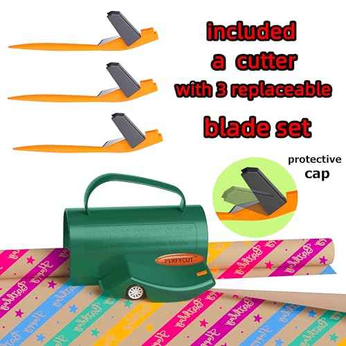 Wrapping Paper Roll Cutter Tool with 3 pcs Replaceable Blade Kit Gift Wrapping Paper Cutter for Christmas and Birthday Wrapping Paper Gift Wrap Cutter Holder Tube Slicing Trimming.