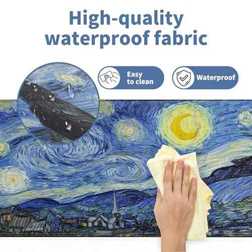Starry Night Cat Gaming Mouse Pad Large Desk Mat Extended Keyboard Mouse Pad Anime Mousepad with Non-Slip Base and Stitched Edge Mouse Mat Desk Pad 31.5 x 11.8 Mouse Pads for Desk Home Office Gaming