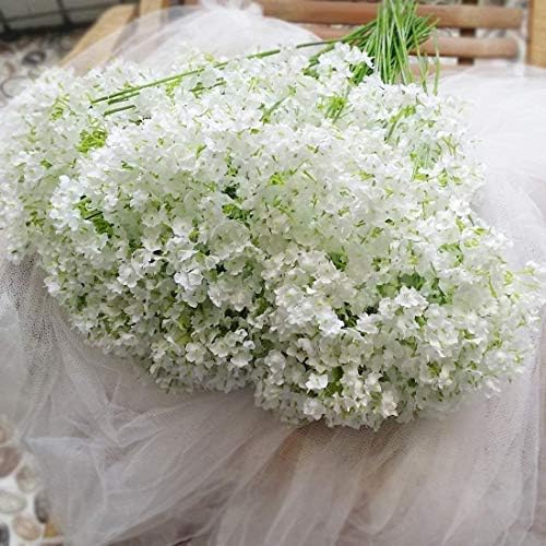 Bringsine Baby Breath Gypsophila White Fake Artificial Flowers for Arrangements DIY, Wedding Bridal Bouquets, Centerpieces Party Home Decorations- 20PC