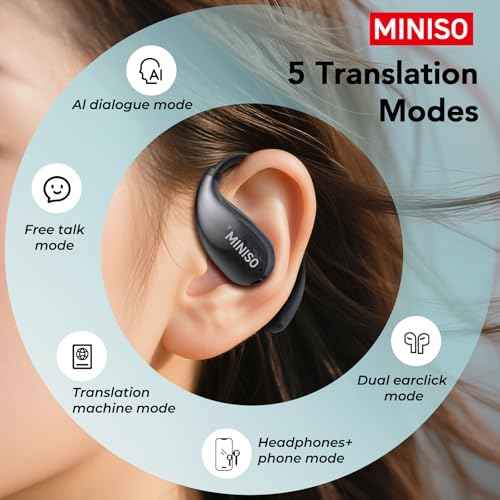 MINISO MS189 AI Language Translator Earbuds, Translator Earbuds Real Time, OWS LCD Touchscreen Translator Bluetooth Headphones Support 134 Languages & Accents, Suitable ??for Android &iOS, Black