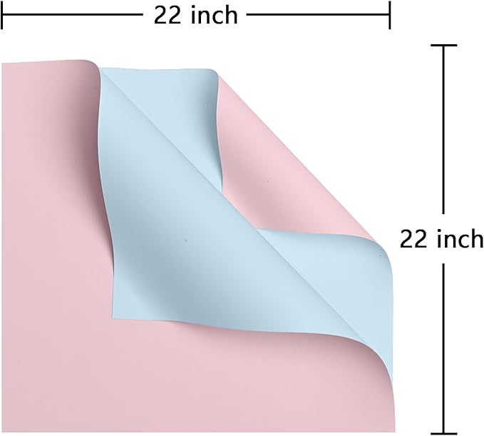 ZOOYOO Flower Wrapping Paper, Double-sided Florist Bouquet Wrapping Paper Floral Packaging for Wedding Birthday Engagement Graduation Presents DIY(Light Pink and Light Blue,20 Sheets)