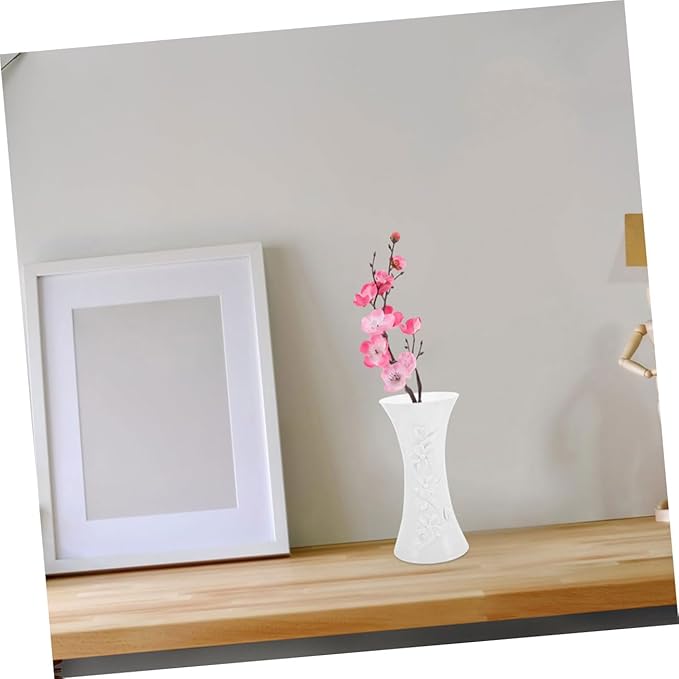 Angoily 3pcs Minimalist Plastic Flower Vases White Nordic Style Compact Lightweight Decorative Floral Arrangement Holders for Home Office Table Centerpiece Hydroponic Display