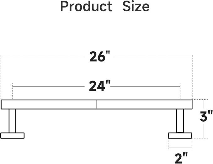 USHOWER Matte Black Towel Bar, 24-Inch Towel Rack for Bathroom Wall Mounted, Thicken SUS304 Stainless Steel Towel Rod Modern Home Decor (Total Length 26-Inch)