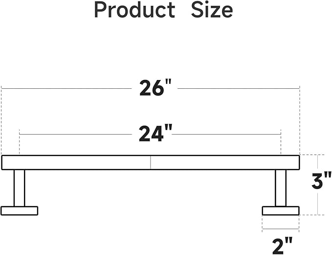USHOWER Matte Black Towel Bar, 24-Inch Towel Rack for Bathroom Wall Mounted, Thicken SUS304 Stainless Steel Towel Rod Modern Home Decor (Total Length 26-Inch) (Pack of 2)
