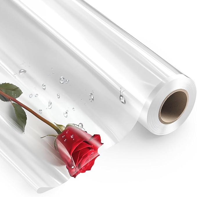 SMART&CASUAL 16" x 150' Clear Cellophane Wrap Roll 3 Mil Thick Wrapping Plastic Film for for Gift Basket Treats Goodie Bouquet Flower Wrapping Covering Packing Supplies