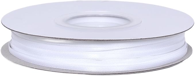 YAMA White Double Faced Satin Ribbon 1/8 Inch 100 Yards Thin White Ribbon for Gift Wrapping Crafts Bows Wedding Party Decoration