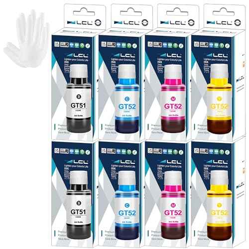 LCL Compatible Ink Bottle Replacement for GT51 GT52 GT5810 5820 5811 5821 5822 118 310 311 315 318 319 410 411 415 416 418 419 (8-Pack 2Black 2Cyan 2Magenta 2Yellow)