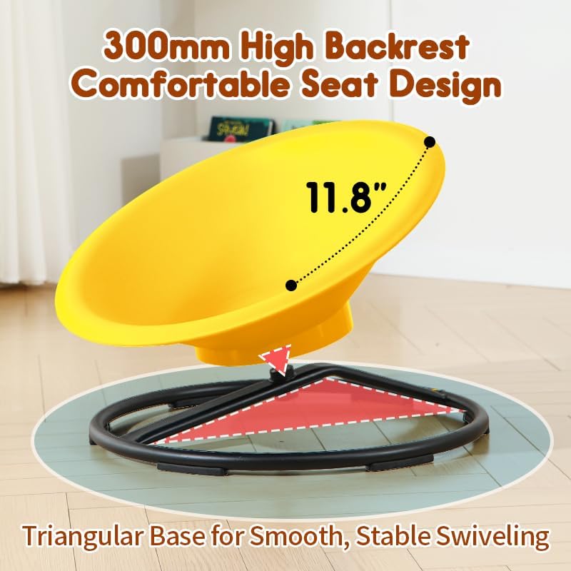 Skiennix Spinning Chair - Sensory Swivel Toy for Kids 3+ | Enhances Motor Skills (Yellow)