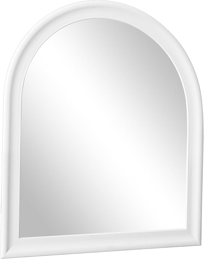 Arched Bathroom Mirror 30 x 36 Inch, White Framed Decorative Wall Mount Mirror with Tempered Glass for Entryway, Living Room, Bedroom, Hallway Fireplace Mantel Decor