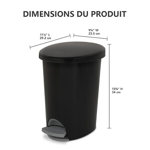 Skiennix 2.6 Gallon Small Trash Can - Step-On Lid, Slim Design for Tight Spaces | Durable Plastic for Bathroom, Bedroom, Office
